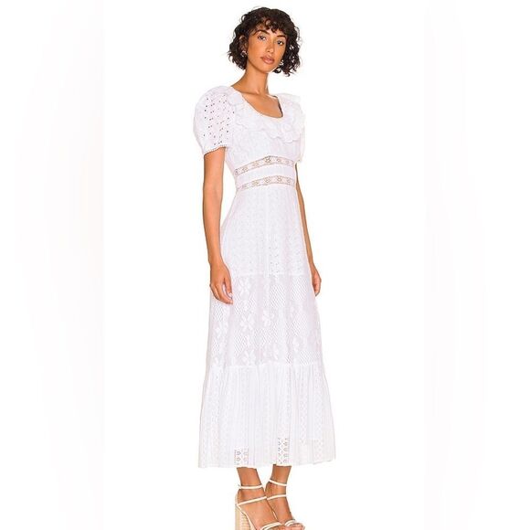 LoveShackFancy Stassie Dress in True White - Picture 6 of 7